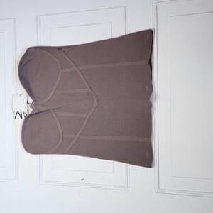 Zara Strapless Bustier Top in Taupe